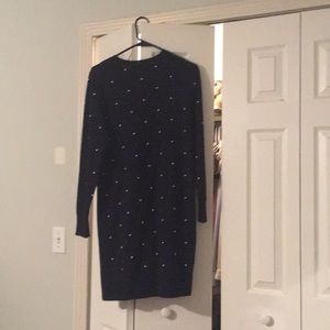 LOFT navy polka dot sweater dress
